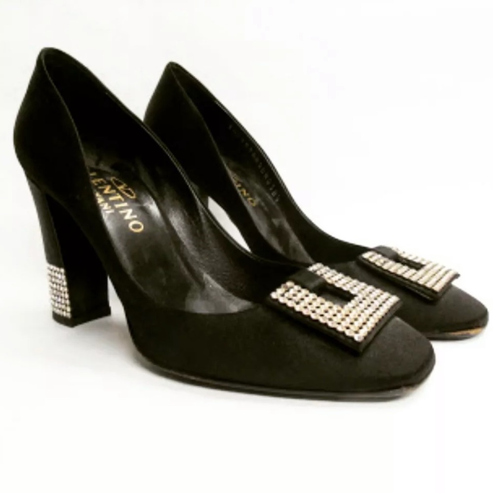 Valentino Garavani Rhinestone Black Heels  38.5